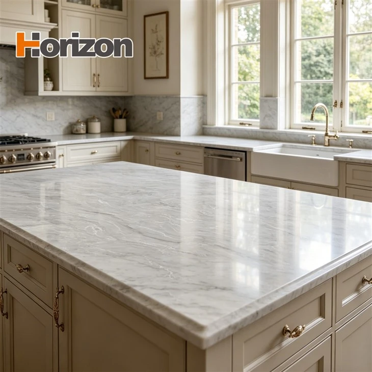 Professional Calacatta Quartz Jade Stone Slab For Kitchen Countertop high quality